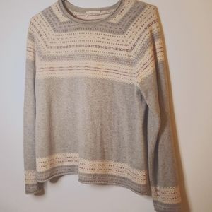 Cashmere 2 ply  grey minimalist jacquard sweater M